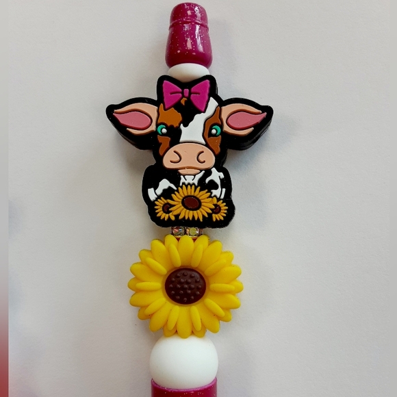 Set Of 3 Sunflower Cow Beadable Pens - Picture 3 of 5